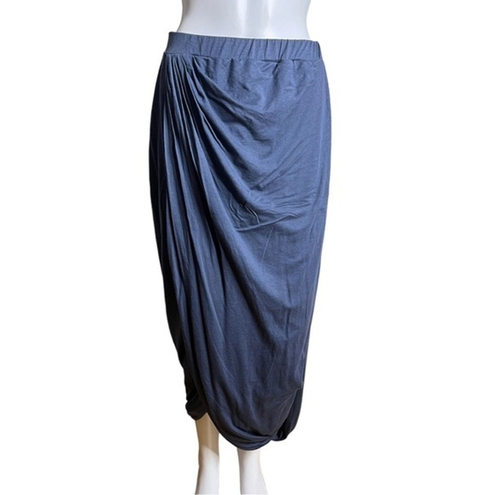 Peruvian Connection Skirt Womens Medium Blue Midi Faux Wrap Slouchy Fit Layer‎